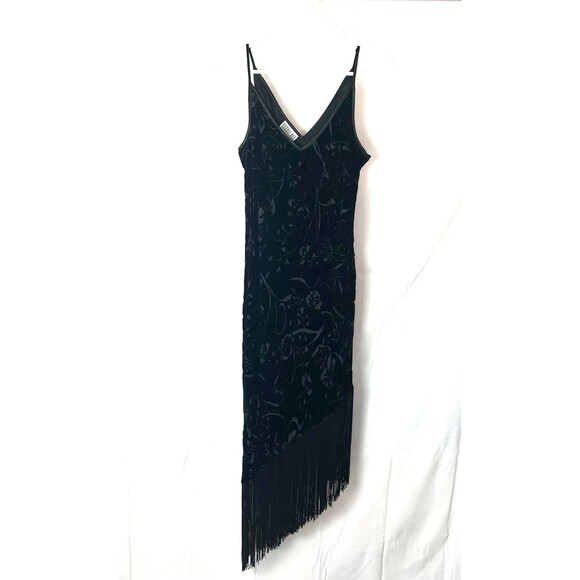 Robbie Bee Womens Size 6 Velvet Burnt Out Tassles Dress - Picture 1 of 9